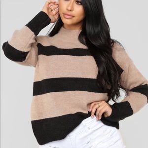 Play that track striped sweater - black/mocha 🖤